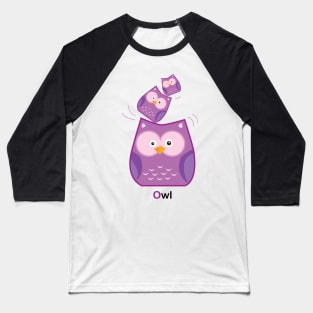 Triple Owl Family Baseball T-Shirt